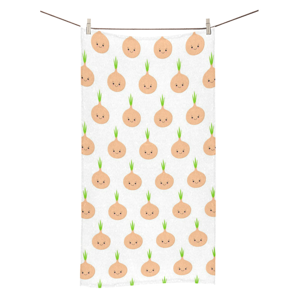 cute onions smiling faces Bath Towel