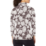Garlic bulb dark background Women's Long Sleeve Polo Shirt