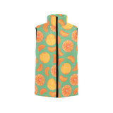 orange fruit pattern green background Women's Padded Vest