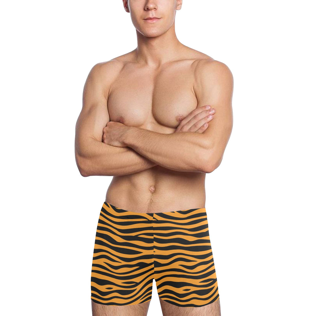 Bengal tigers skin print pattern background Men's Swimming Trunks