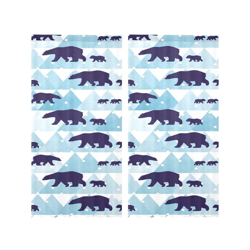 polar bear winter snow pattern Gauze Curtain