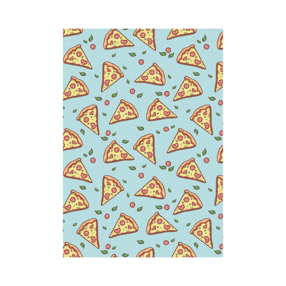 Hand drawn pizza blue background House Flag Garden Flag