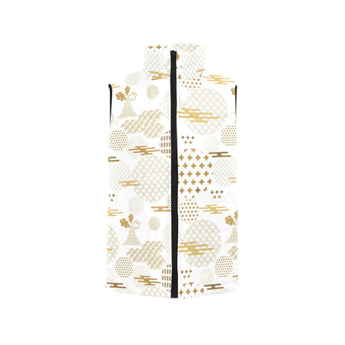 Beautiful gold japanese pattern Men's Padded Vest