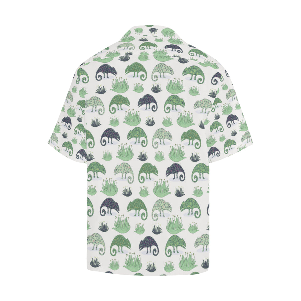 Chameleon lizard succulent plant pattern Men's All Over Print Hawaiian Shirt