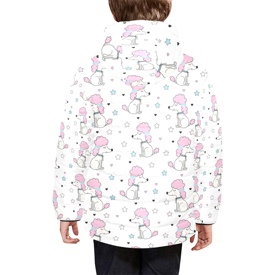 Cute poodle dog star pattern Kids' Boys' Girls' Padded Hooded Jacket