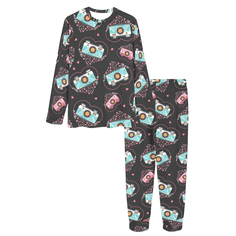 Camera Pattern Print Design 04 Women's All Over Print Pajama Set