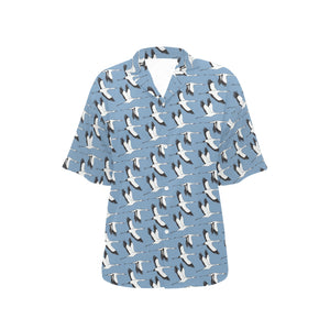 Seagull Pattern Print Design 04 Women's All Over Print Hawaiian Shirt