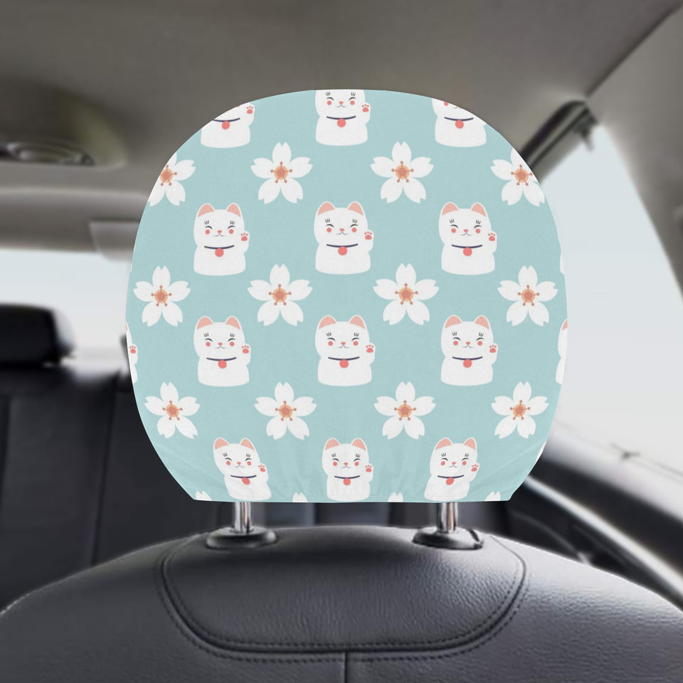 Maneki neko cat sakura Car Headrest Cover