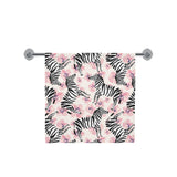 Zebra pink flower background Bath Towel