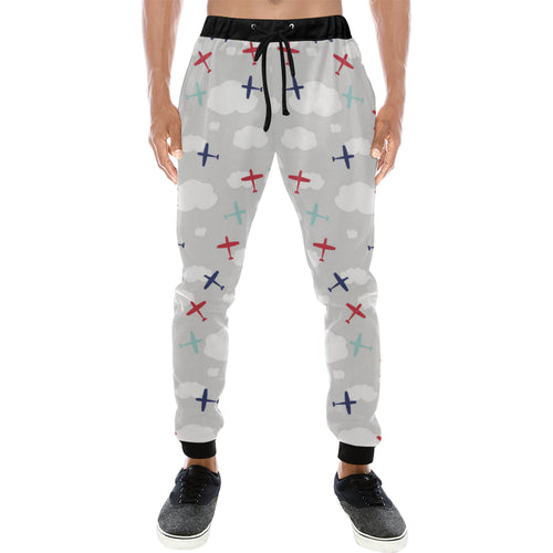 Airplane cloud grey background Unisex Casual Sweatpants