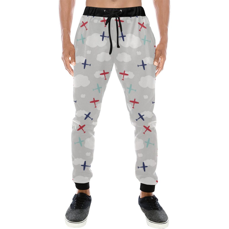 Airplane cloud grey background Unisex Casual Sweatpants