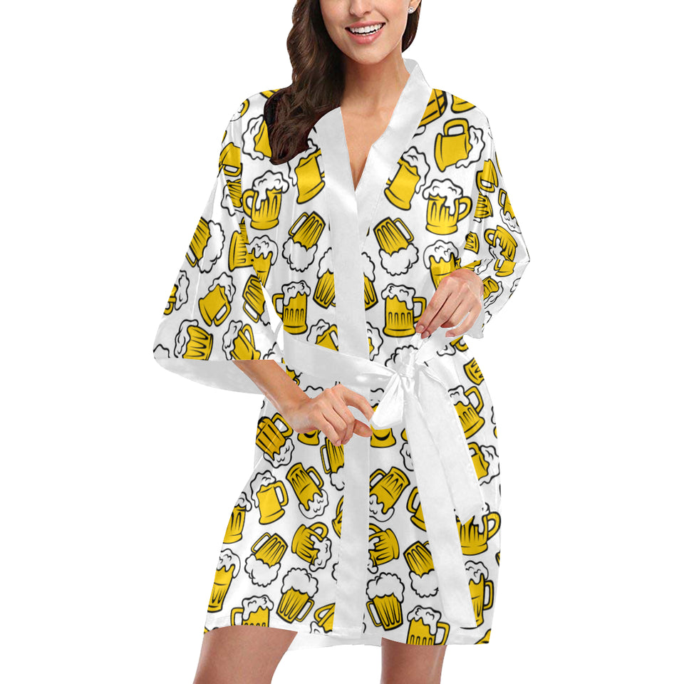 Beer design pattern Women's Short Kimono Robe