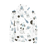 Hand drawn space elements space rocket star planet Men's Padded Hooded Jacket