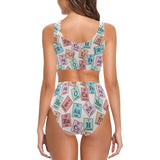 Chemistry Periodic Table Pattern Print Design 02 Chest Bowknot High Waisted Bikini Swimsuit