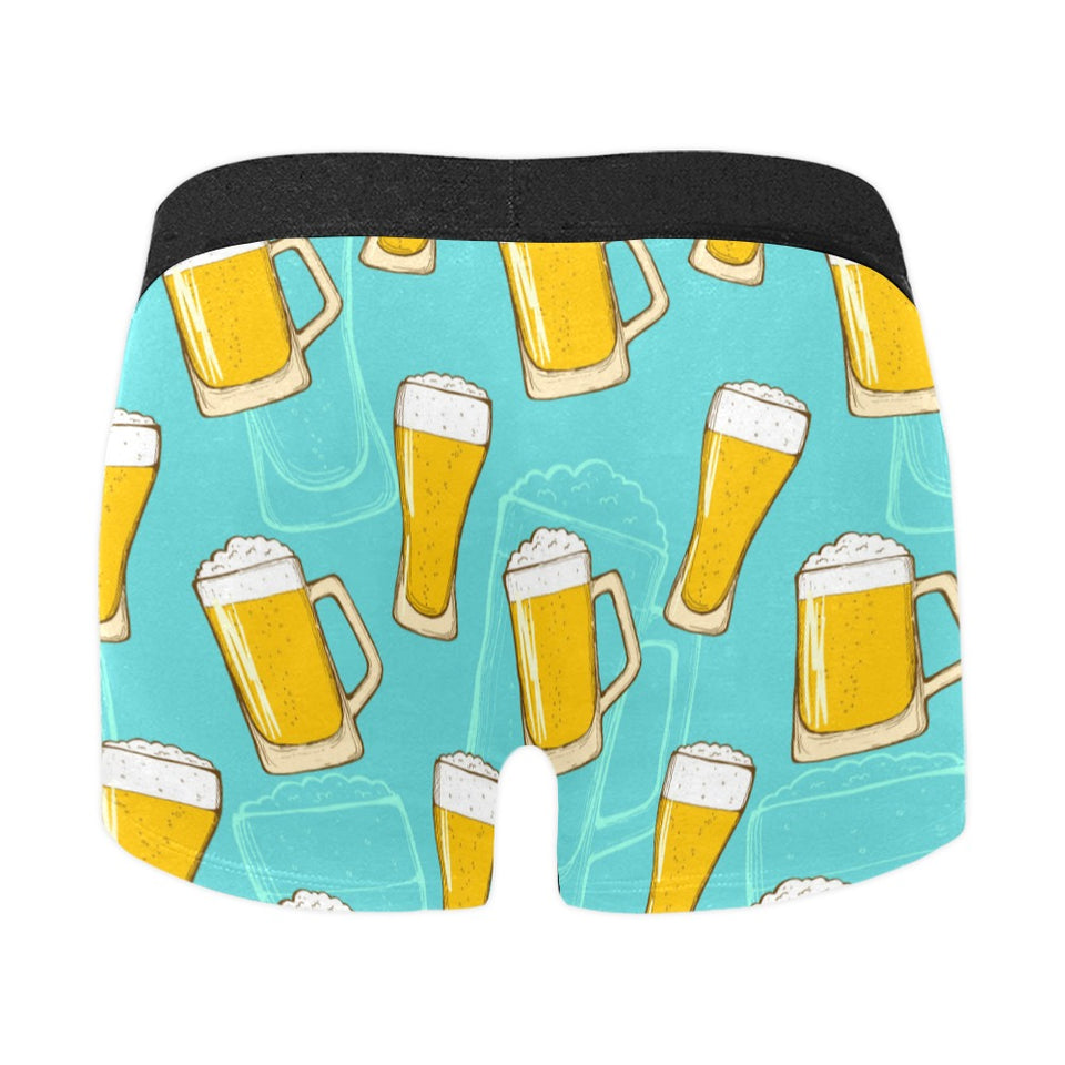 Beer pattern green background Men's All Over Print Boxer Briefs Men's Underwear