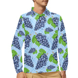 Watercolor grape pattern Men's Long Sleeve Polo Shirt