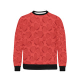 strawberry pattern red background Men's Crew Neck Sweatshirt