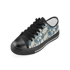 Sea turtle Polynesian Tribal design pattern Kids' Boys' Girls' Low Top Canvas Shoes Black