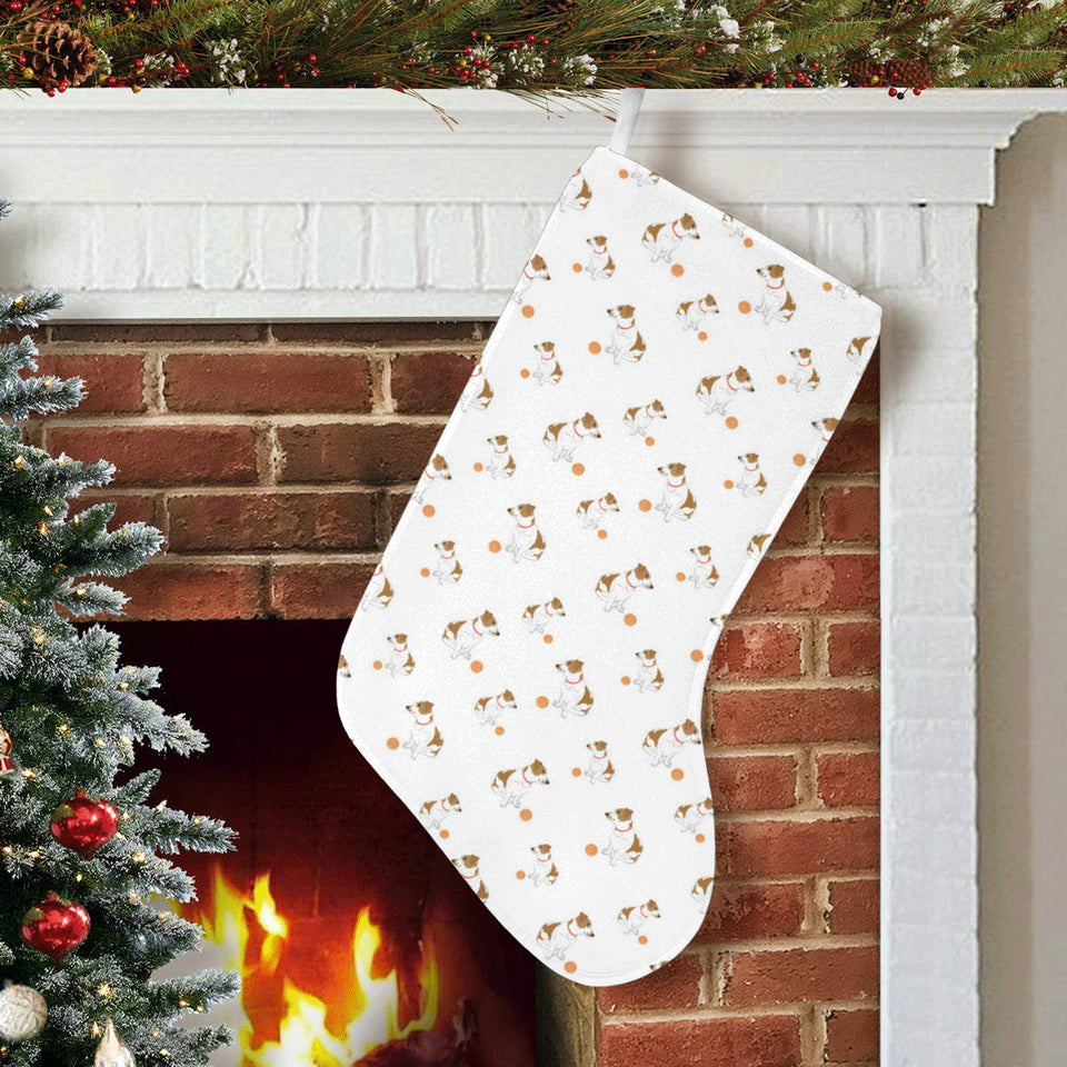 Jack Russel Pattern Print Design 05 Christmas Stocking