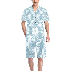 arabic pattern Men's V-Neck Short Pajama Set