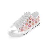 Colorful donut pattern Men's Low Top Canvas Shoes White