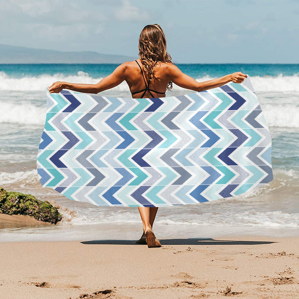 zigzag chevron blue pattern Beach Towel