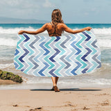 zigzag chevron blue pattern Beach Towel