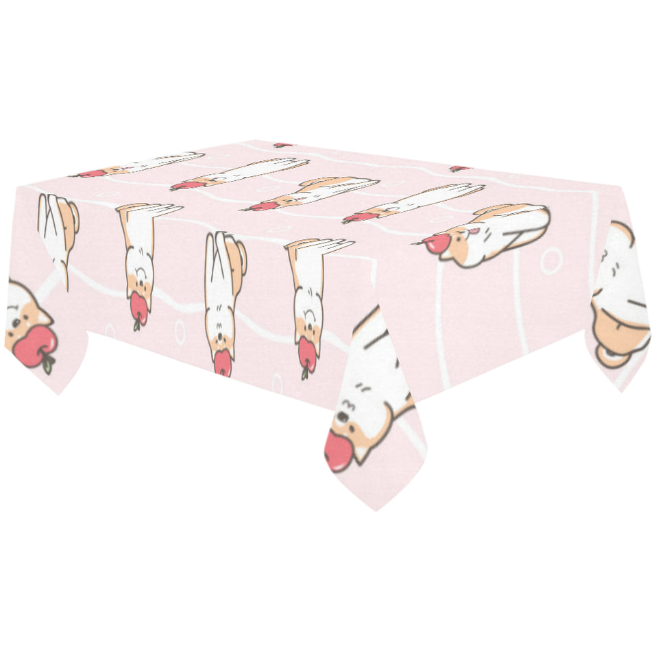 Cute Shiba Inu Dog Apple pattern Tablecloth