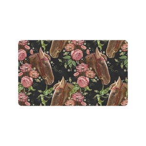 Horse head wild roses pattern Doormat
