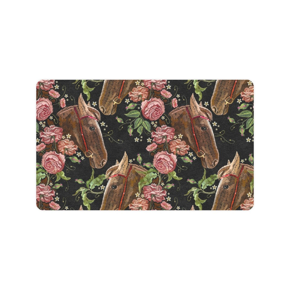 Horse head wild roses pattern Doormat