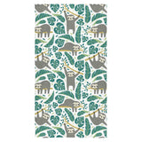 Cute sloths tropical palm leaves white background Bath Towel