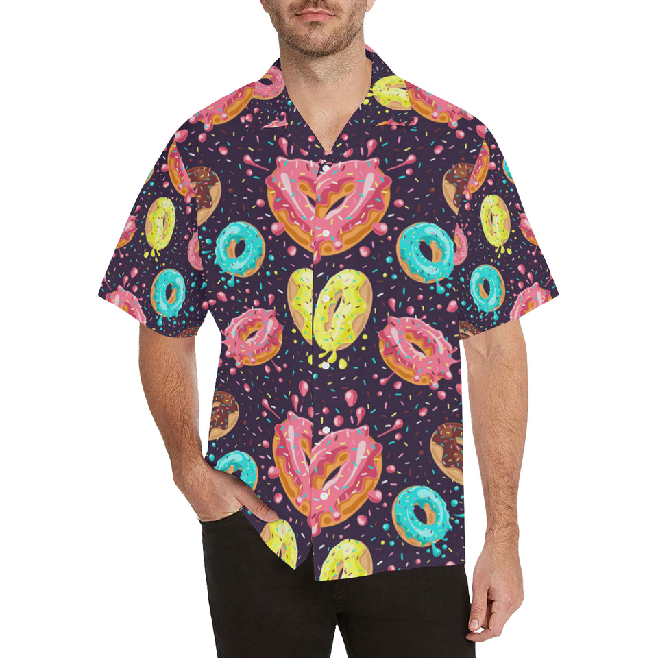 Colorful donut glaze pattern Men's All Over Print Hawaiian Shirt