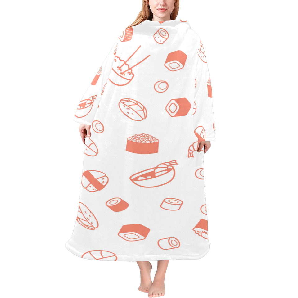 Sushi pattern Blanket Robe with Sleeves