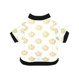 Gold Ornamental lotue waterlily symbol pattern All Over Print Pet Dog Round Neck Fuzzy Shirt