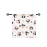 Cute pugs pink heart paw pattern Bath Towel