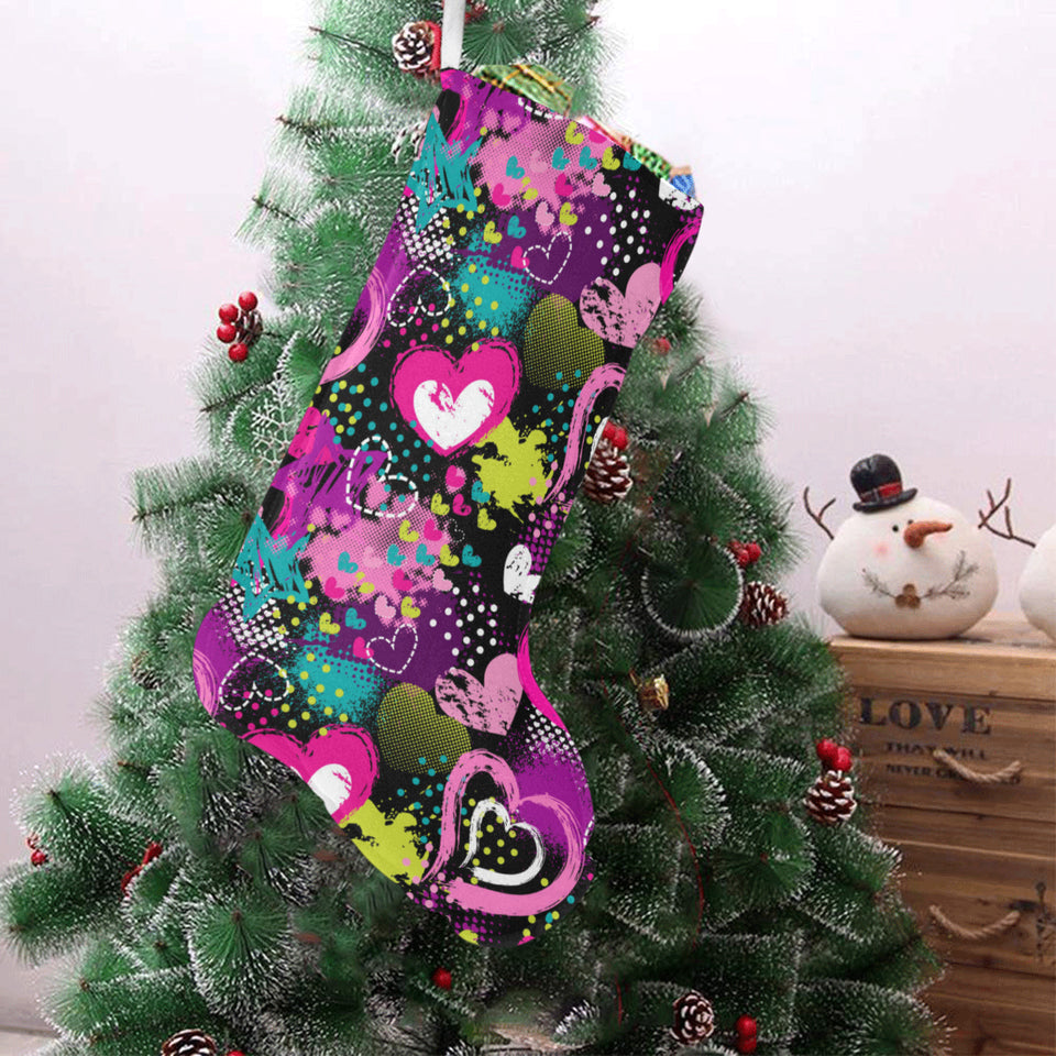 heart dot wave star creative design pattern Christmas Stocking