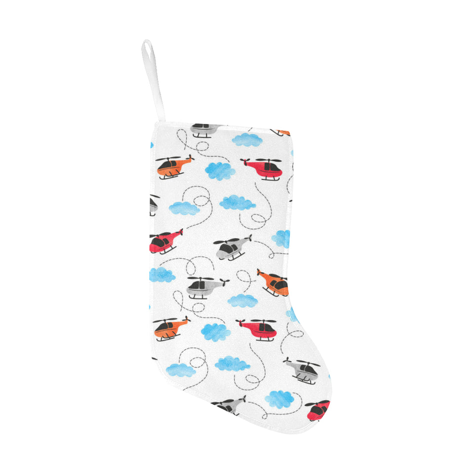 Watercolor helicopter cloud pattern Christmas Stocking