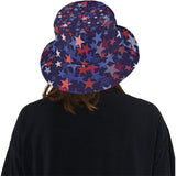 Red blue star pattern Unisex Bucket Hat