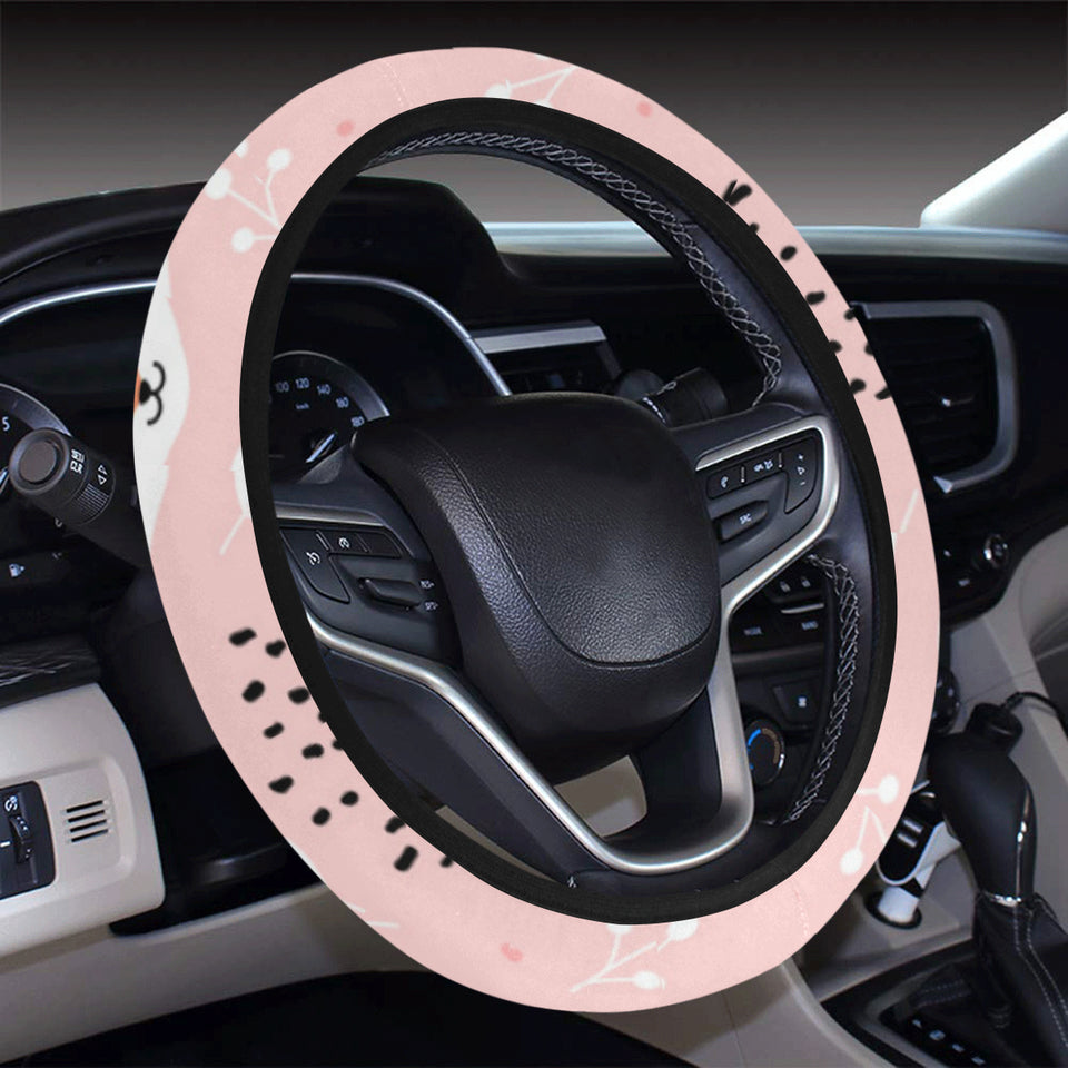Cute fox pattern pink background Car Steering Wheel Cover