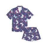 Colorful butterfly flower pattern.eps Kids' Boys' Girls' V-Neck Short Pajama Set