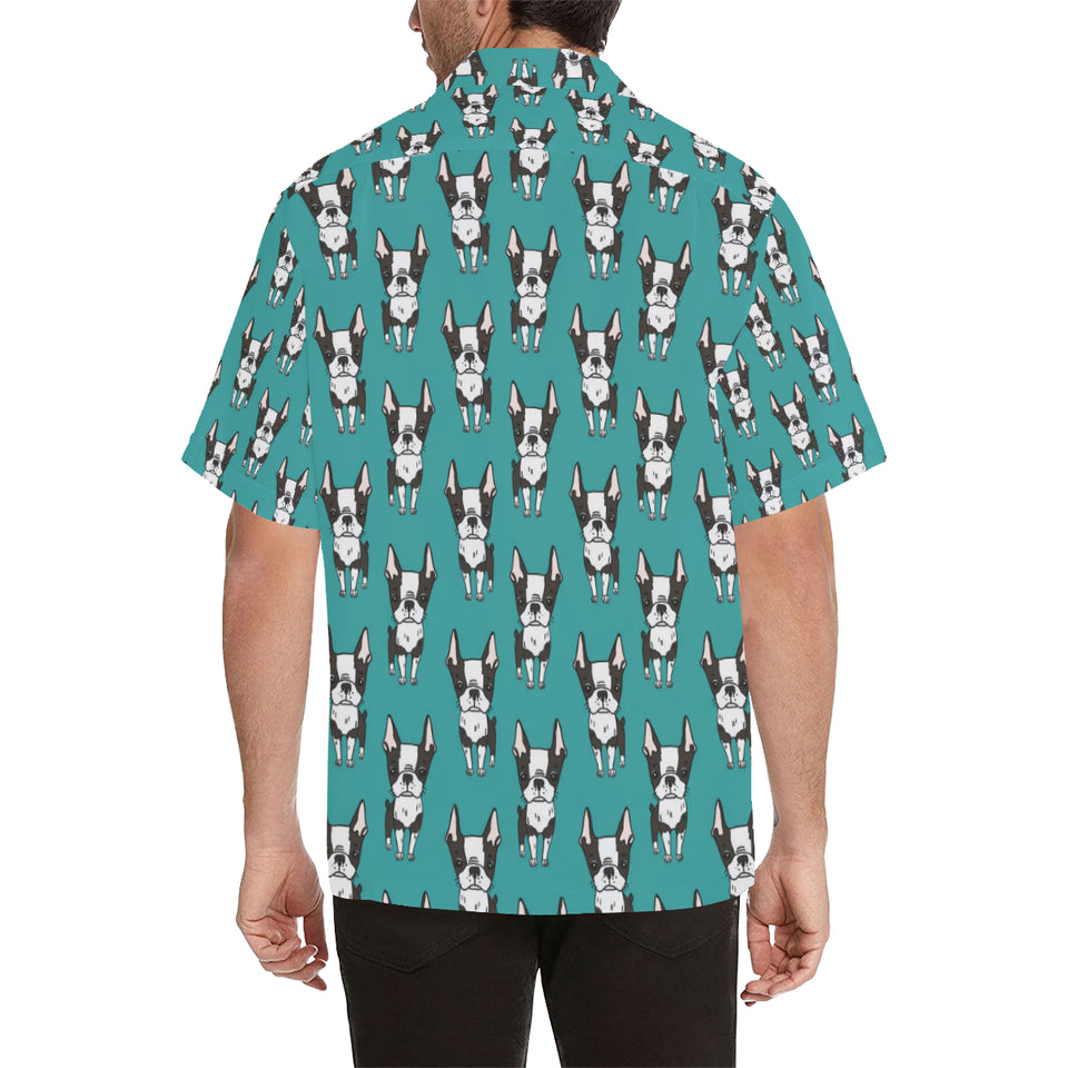 Hand drawn boston terrier dog pattern Men's All Over Print Hawaiian Shirt