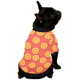 Oranges pattern red background All Over Print Pet Dog Round Neck Fuzzy Shirt