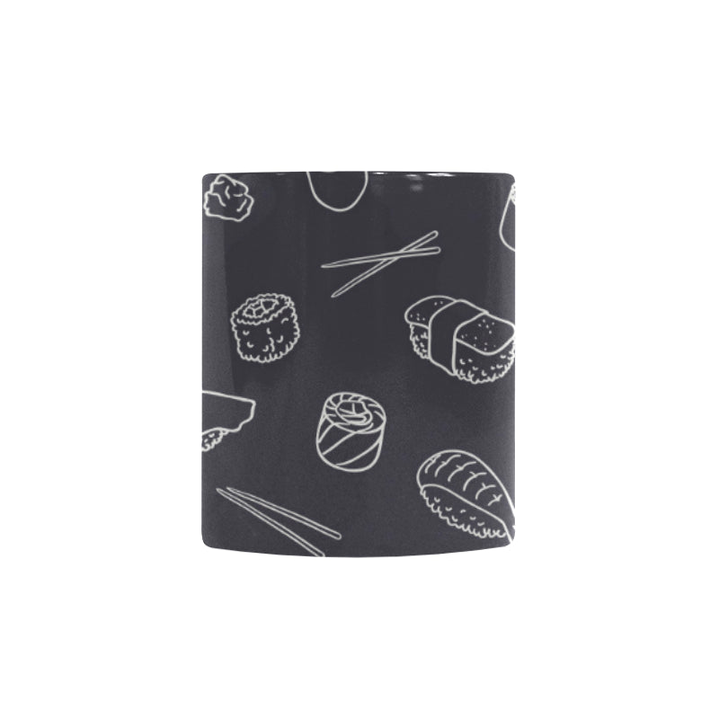 sushi pattern black background Morphing Mug Heat Changing Mug