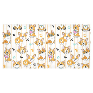 Cute dog corgi striped background pattern Tablecloth