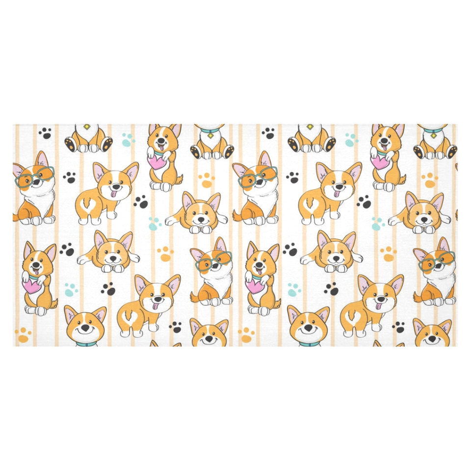Cute dog corgi striped background pattern Tablecloth