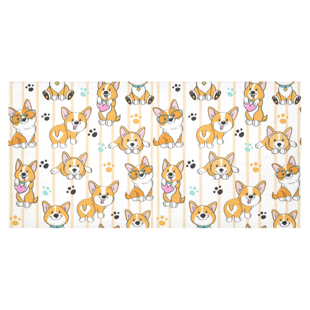Cute dog corgi striped background pattern Tablecloth
