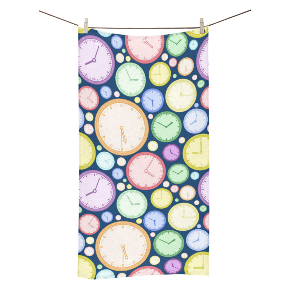 Colorful clock background Bath Towel