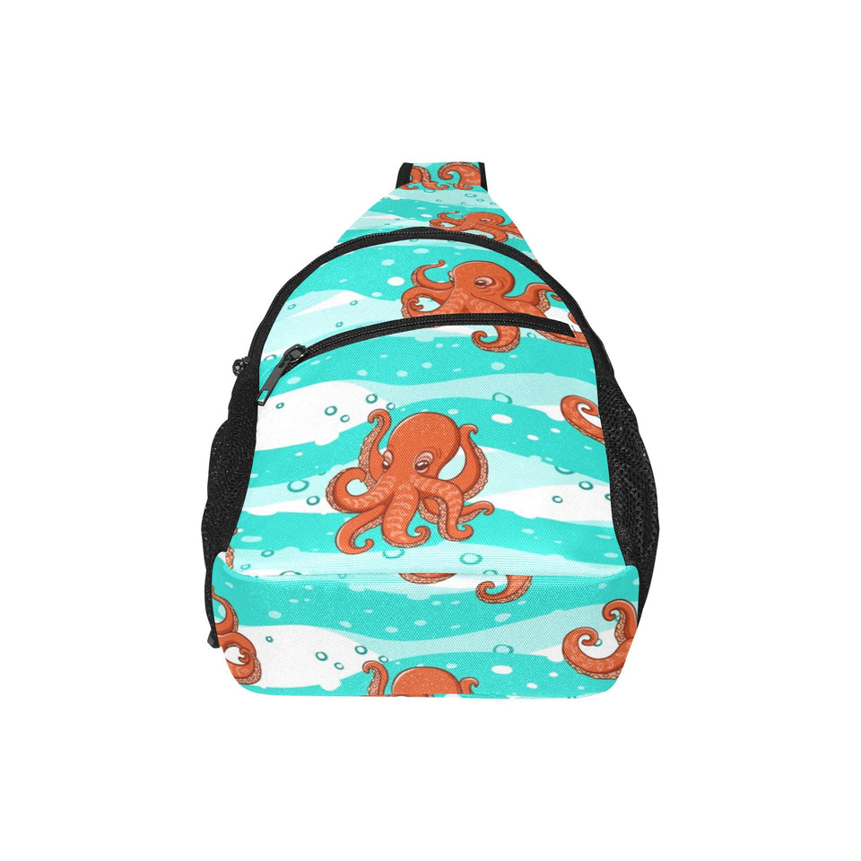 Octopuses sea wave background All Over Print Chest Bag