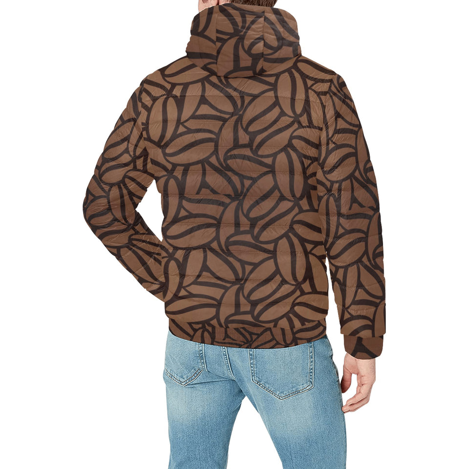 coffee bean pattern Men's Padded Hooded Jacket