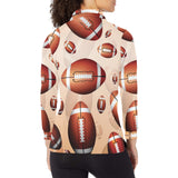 American football ball design pattern Women's Long Sleeve Polo Shirt
